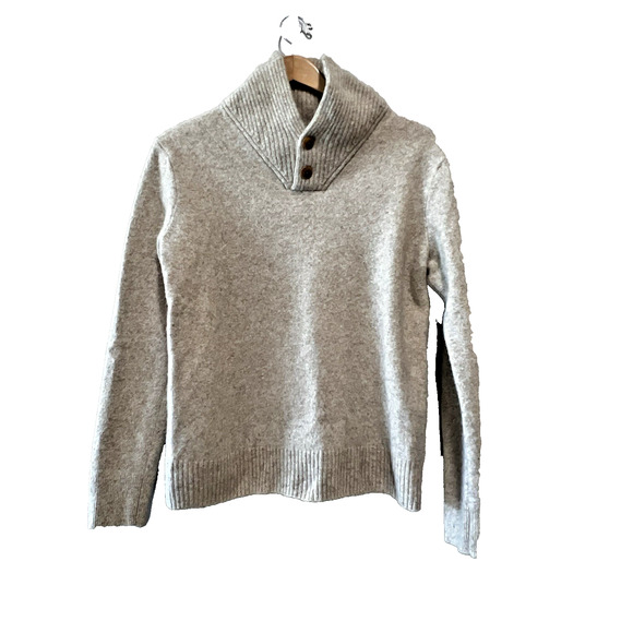 j.crew men's Rugged merino wool shawl-collar medium weight sweater oatmeal L - Picture 1 of 7